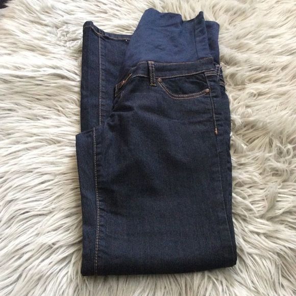 🔴 2 for $25 Maternity jeans dark wash straight xs thyme - Picture 1 of 6